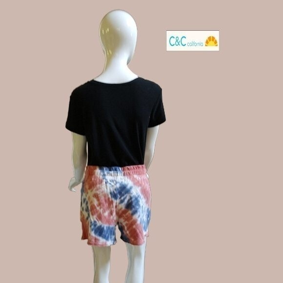 C&C California NEW INDIGO BLUE Dopamine Tie Dye Drawstring Elastic Sweat Short M - Picture 8 of 12